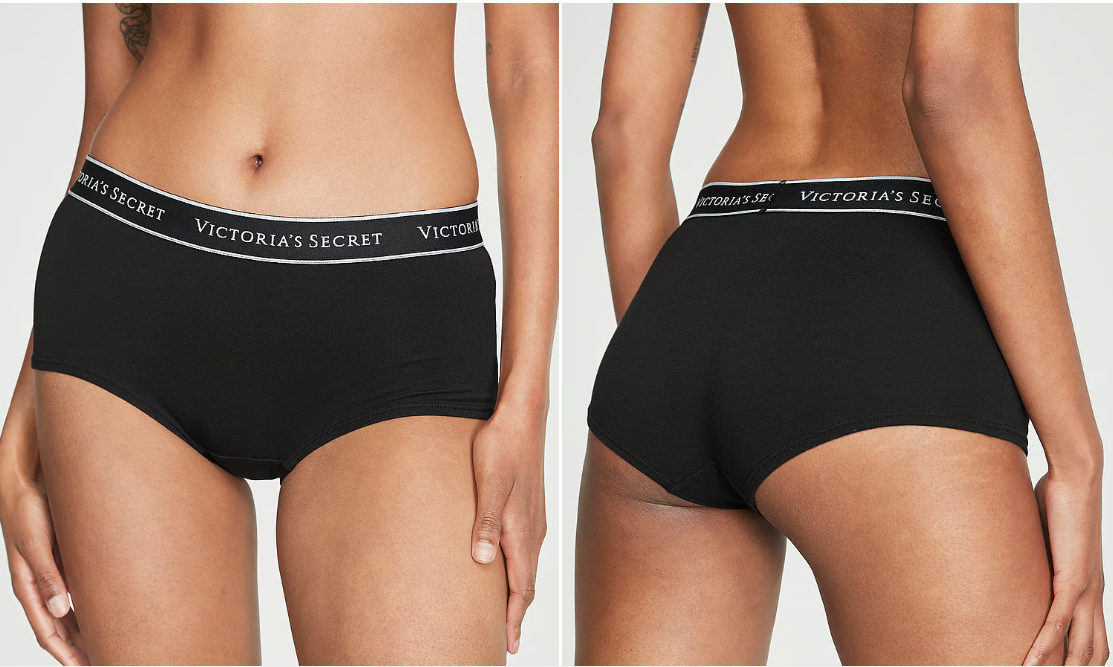 Panti Victoria Secret Logo algodón Boyshort Negro - L